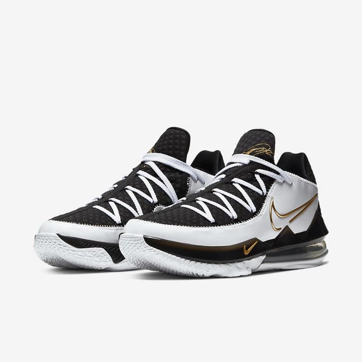 Nike LeBron 17 Basketbol Ayakkabısı Erkek Beyaz Siyah Metal Altın | TR4256538