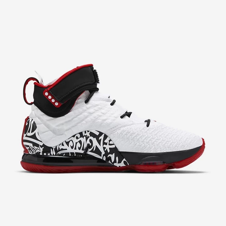 Nike LeBron 17 Basketbol Ayakkabısı Erkek Beyaz Siyah Kırmızı | TR4256878