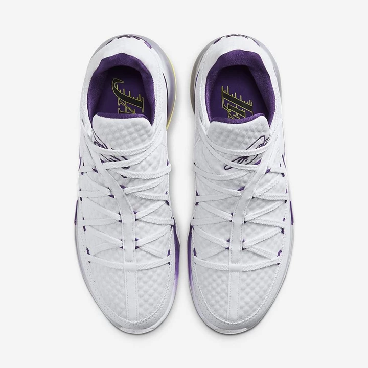 Nike LeBron 17 Basketbol Ayakkabısı Erkek Beyaz Sarı Mor | TR4259095