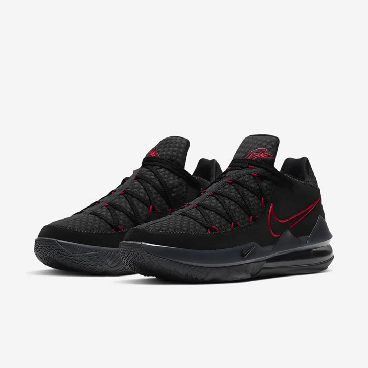Nike LeBron 17 Basketbol Ayakkabısı Kadın Siyah Koyu Gri Kırmızı | TR4256321