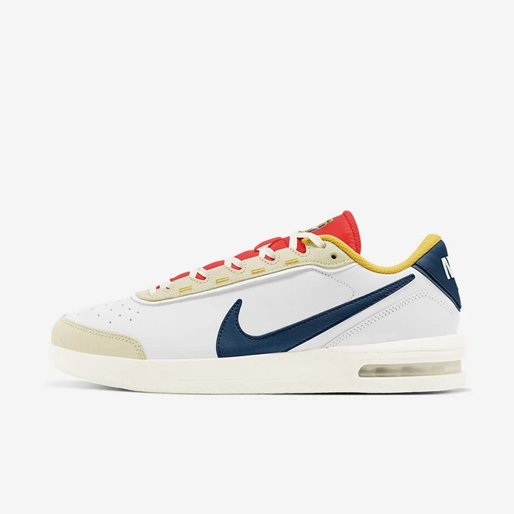 Nike NikeCourt Air Max Tenis Ayakkabısı Erkek Beyaz Kırmızı Altın Mavi | TR4256448