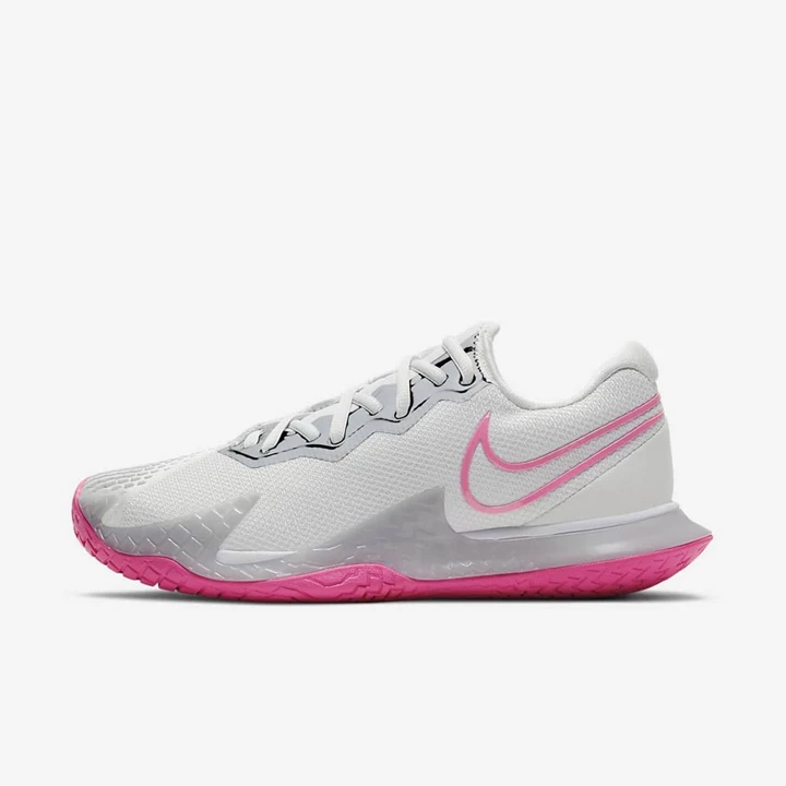Nike NikeCourt Air Zoom Tenis Ayakkabısı Kadın Gri Pembe Beyaz Gri | TR4257251