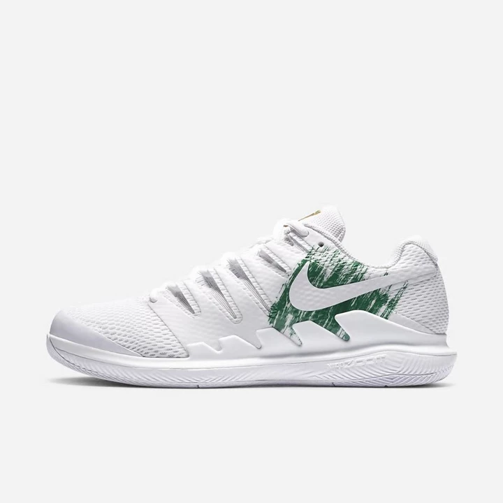 Nike NikeCourt Air Zoom Tenis Ayakkabısı Erkek Beyaz Yeşil Beyaz | TR4257786
