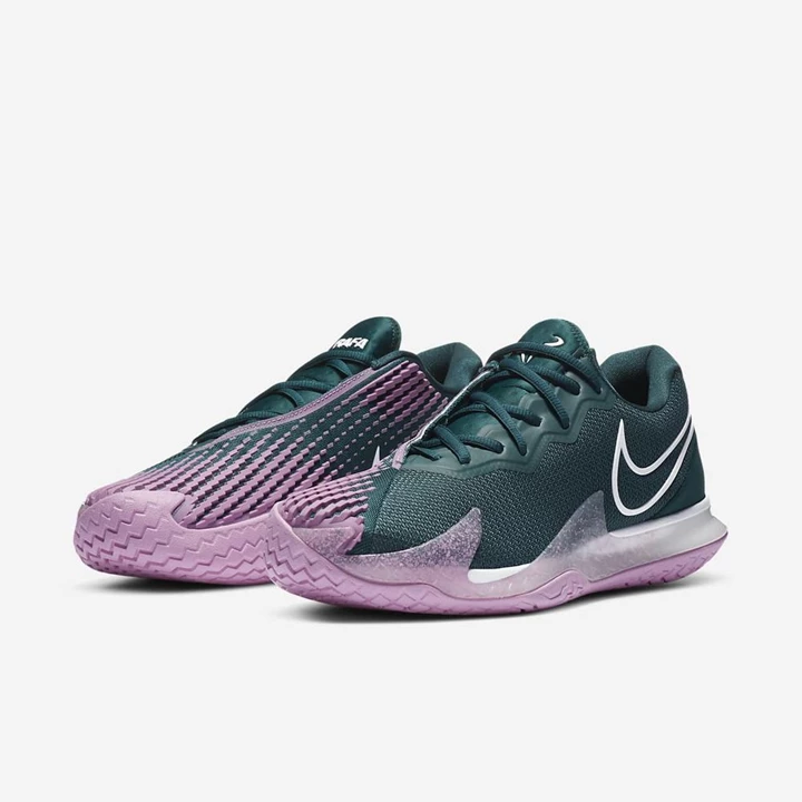 Nike NikeCourt Air Zoom Tenis Ayakkabısı Erkek Koyu Turkuaz Pembe Beyaz | TR4257874