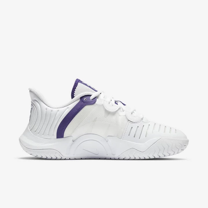 Nike NikeCourt Air Zoom Tenis Ayakkabısı Kadın Beyaz Gri Mor | TR4258514