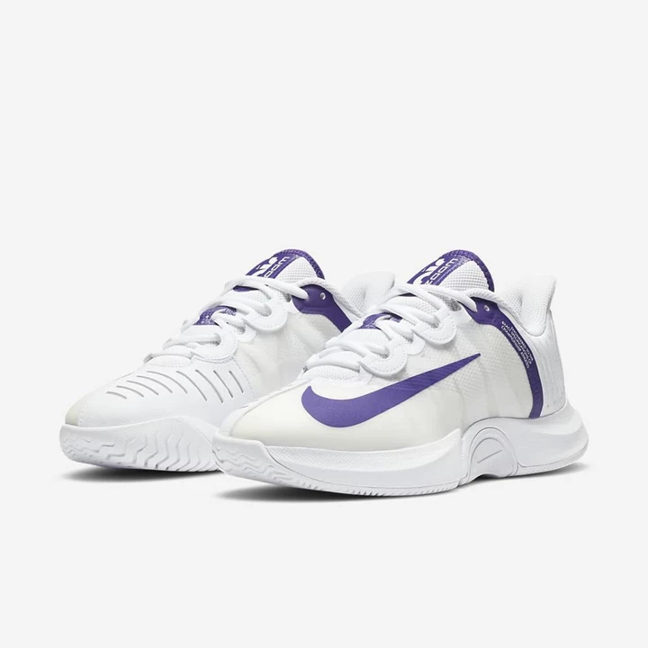 Nike NikeCourt Air Zoom Tenis Ayakkabısı Kadın Beyaz Gri Mor | TR4258514