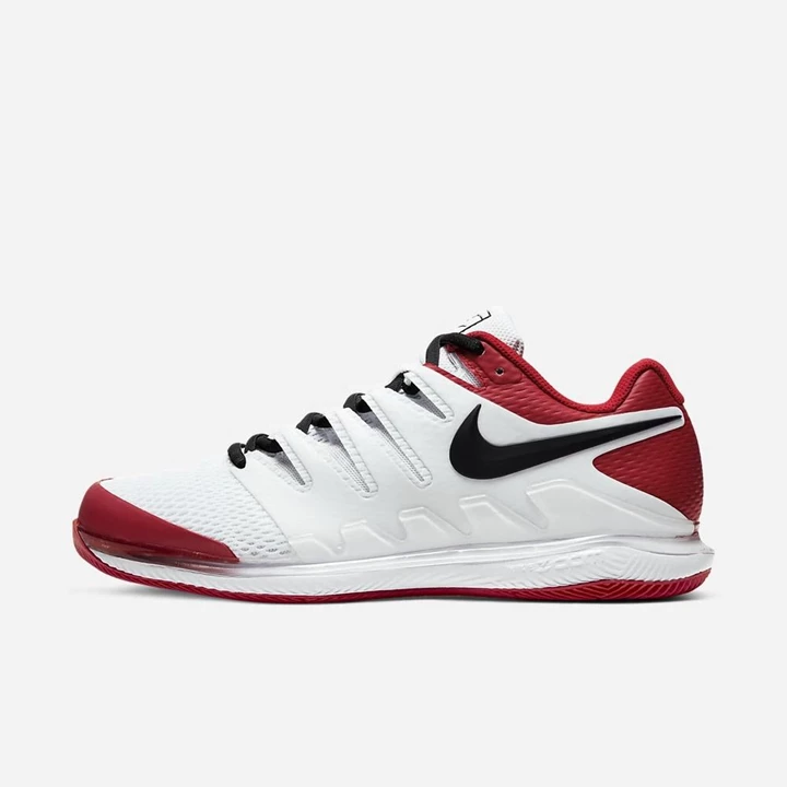 Nike NikeCourt Air Zoom Tenis Ayakkabısı Erkek Beyaz Kırmızı Siyah | TR4259265