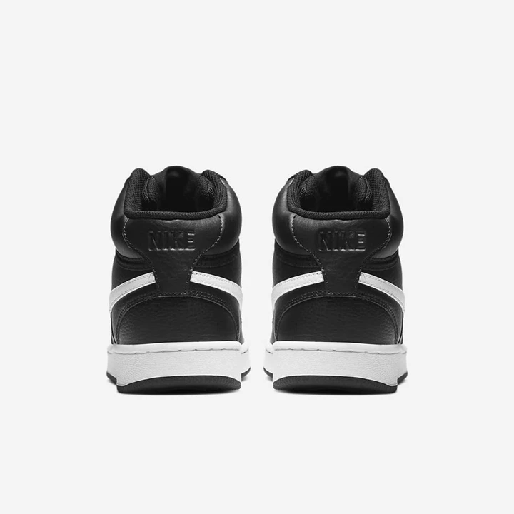 Nike NikeCourt Vision Mid Cut Spor Ayakkabı Kadın Siyah Beyaz | TR4258195
