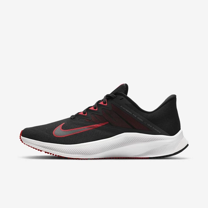 Nike Quest 3 Koşu Ayakkabısı Erkek Siyah Beyaz Kırmızı | TR4259106
