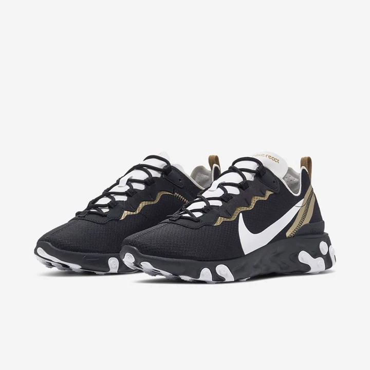 Nike React Element Spor Ayakkabı Erkek Siyah Metal Altın Beyaz | TR4256370