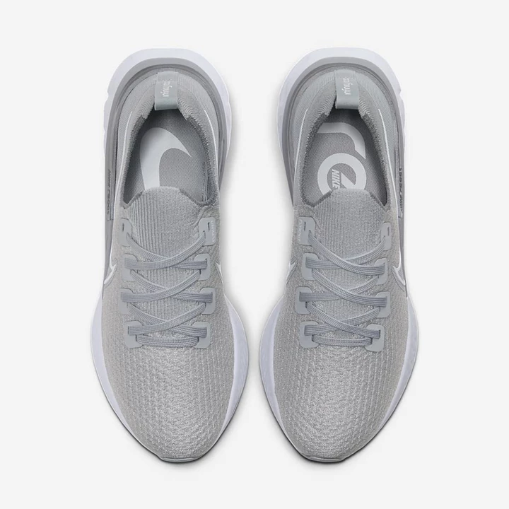 Nike React Infinity Run Flyknit Koşu Ayakkabısı Erkek Gri Gri Metal Gümüş Beyaz | TR4256544
