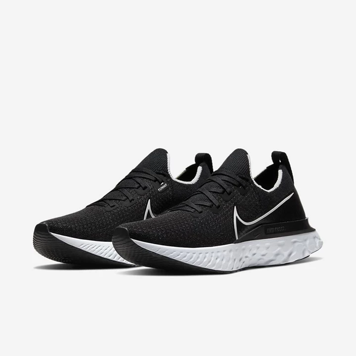 Nike React Infinity Run Flyknit Koşu Ayakkabısı Erkek Siyah Koyu Gri Beyaz | TR4256632