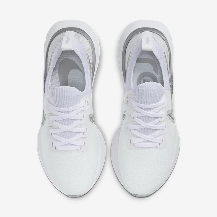 Nike React Infinity Run Flyknit Koşu Ayakkabısı Kadın Beyaz Beyaz Platini Metal Gümüş | TR4258260