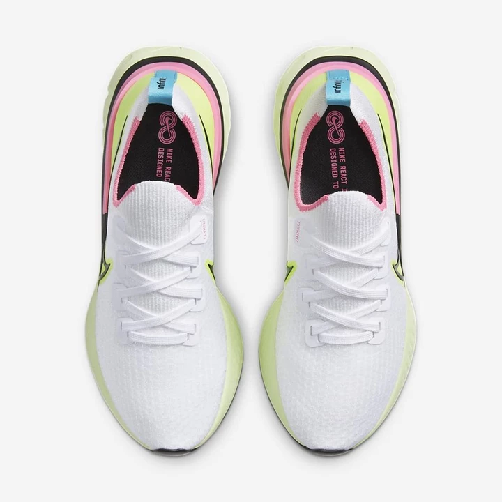 Nike React Infinity Run Flyknit Koşu Ayakkabısı Kadın Beyaz Pembe Siyah | TR4258634