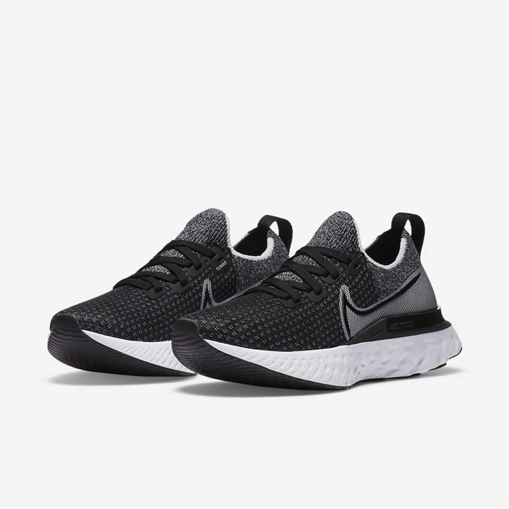 Nike React Infinity Run Flyknit Koşu Ayakkabısı Kadın Siyah Beyaz Beyaz | TR4258719