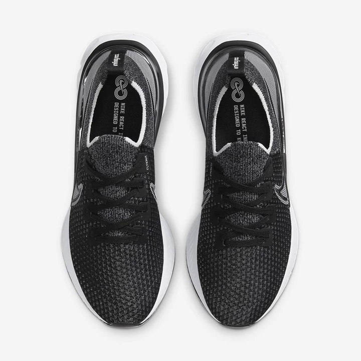 Nike React Infinity Run Flyknit Spor Ayakkabı Erkek Siyah Beyaz Beyaz | TR4257617