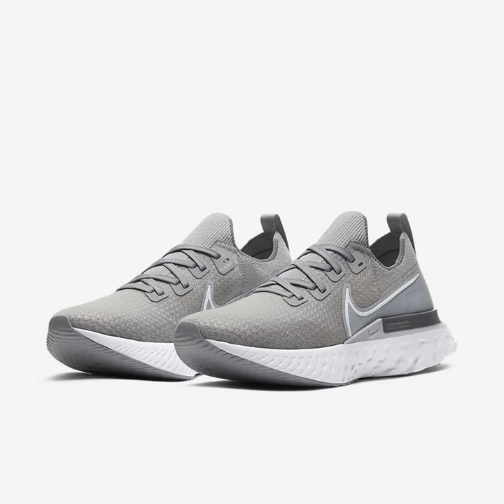 Nike React Infinity Run Flyknit Spor Ayakkabı Erkek Gri Gri Metal Gümüş Beyaz | TR4258920