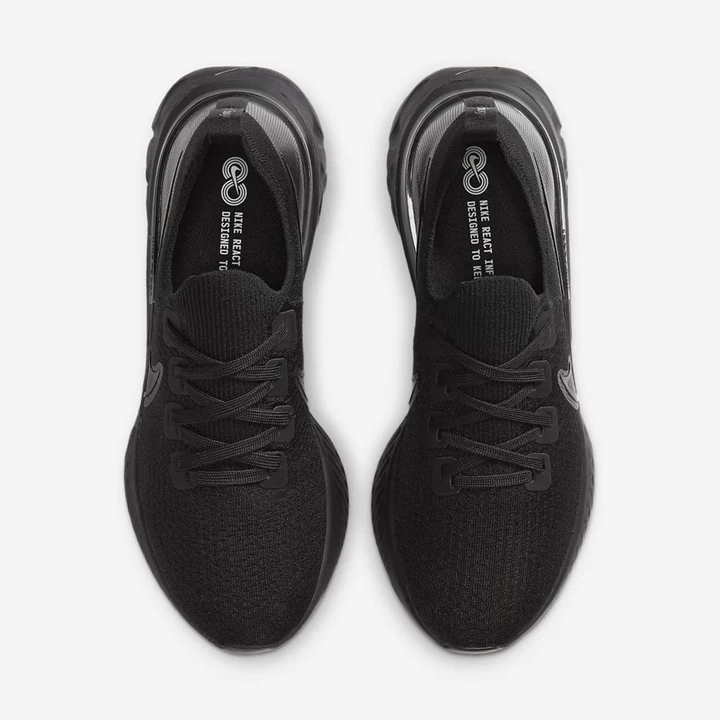 Nike React Infinity Run Flyknit Spor Ayakkabı Erkek Siyah Siyah Beyaz Siyah | TR4259284
