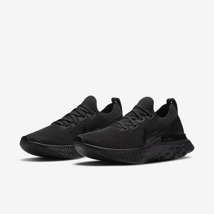 Nike React Infinity Run Flyknit Spor Ayakkabı Erkek Siyah Siyah Beyaz Siyah | TR4259284