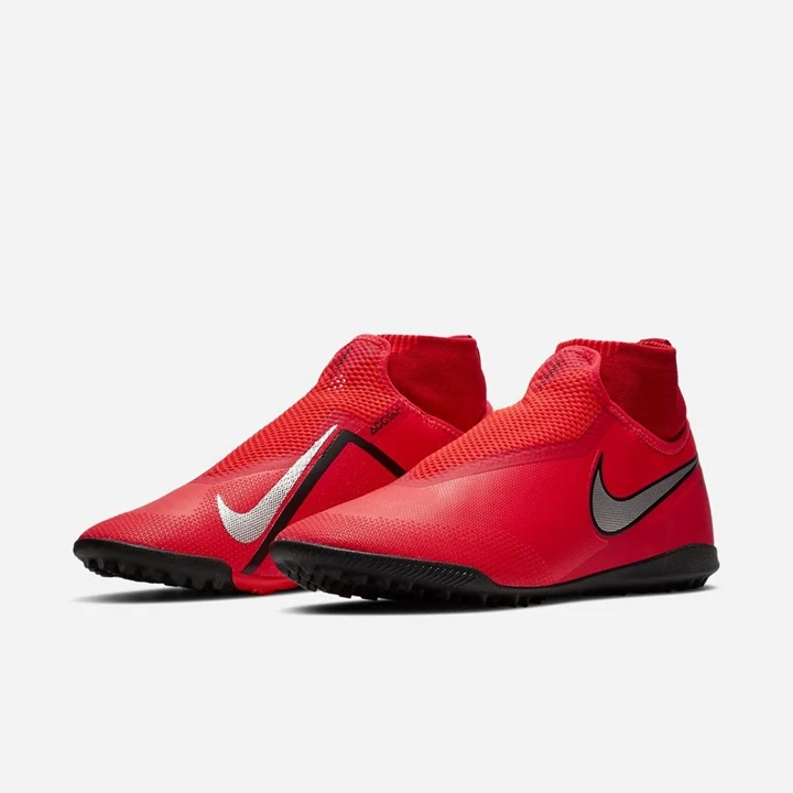 Nike React Phantom Krampon Erkek Açık Kırmızı Kırmızı Siyah Metal Gümüş | TR4259104