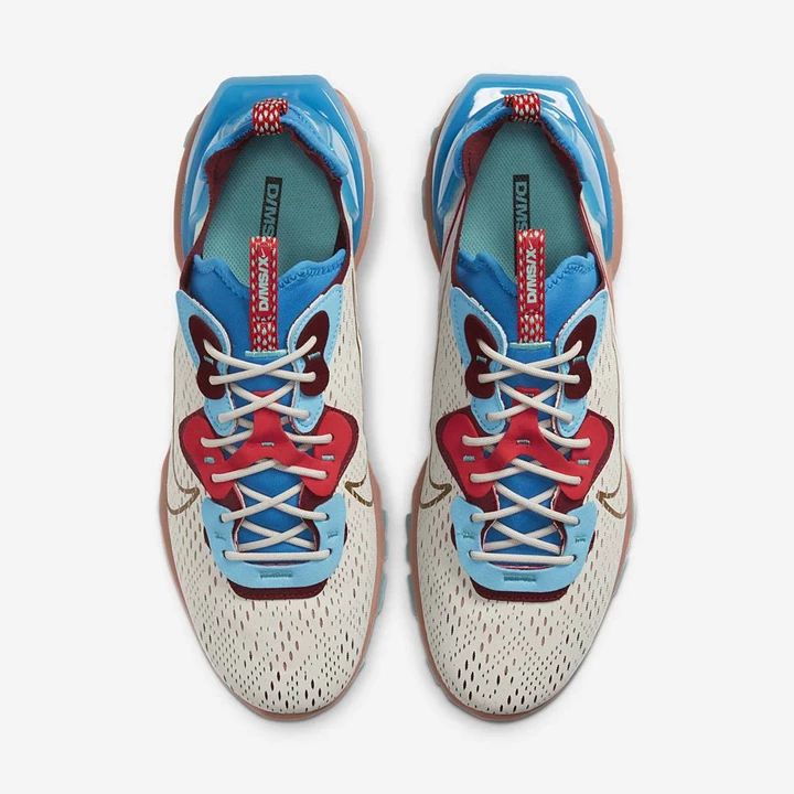 Nike React Vision Spor Ayakkabı Erkek Açık Bej Rengi Mavi Kırmızı Pembe | TR4256323