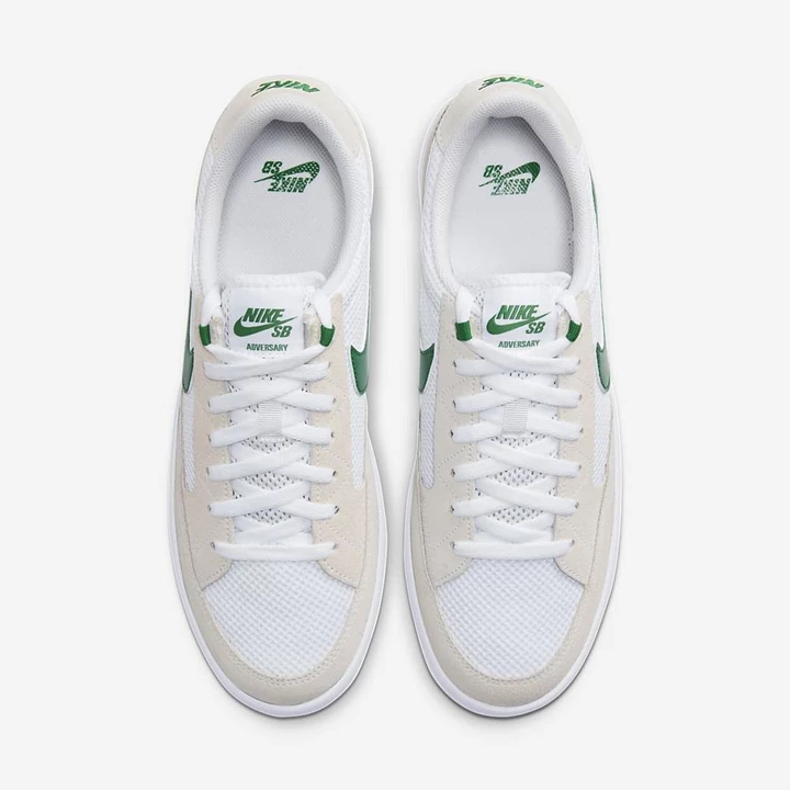 Nike SB Adversary Kaykay Ayakkabısı Erkek Beyaz Beyaz Beyaz Koyu Yeşil | TR4258623