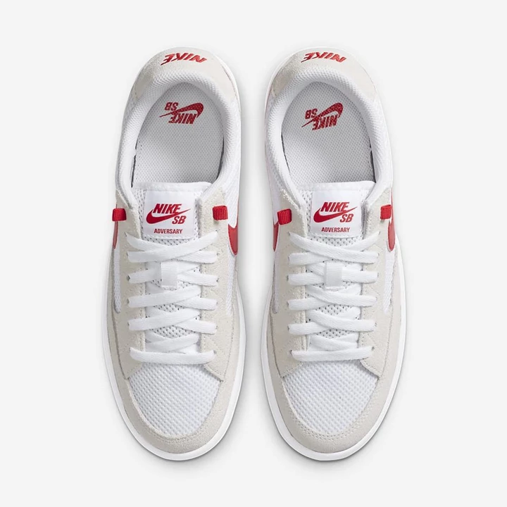 Nike SB Adversary Kaykay Ayakkabısı Erkek Beyaz Beyaz Kırmızı Kırmızı | TR4258755