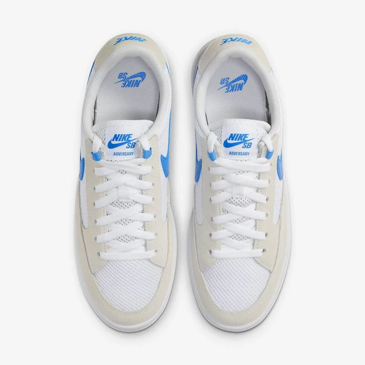 Nike SB Adversary Kaykay Ayakkabısı Erkek Beyaz Beyaz Beyaz Mavi | TR4258969