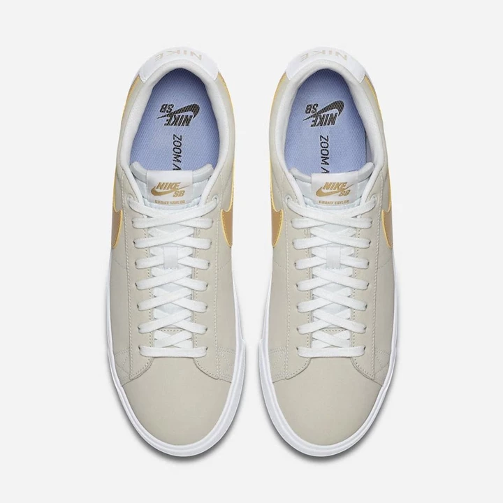 Nike SB Blazer Low GT Kaykay Ayakkabısı Kadın Beyaz Beyaz Altın | TR4256478