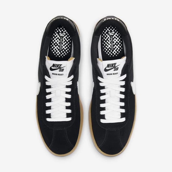 Nike SB Bruin React Kaykay Ayakkabısı Erkek Siyah Siyah Açık Kahverengi Beyaz | TR4258342