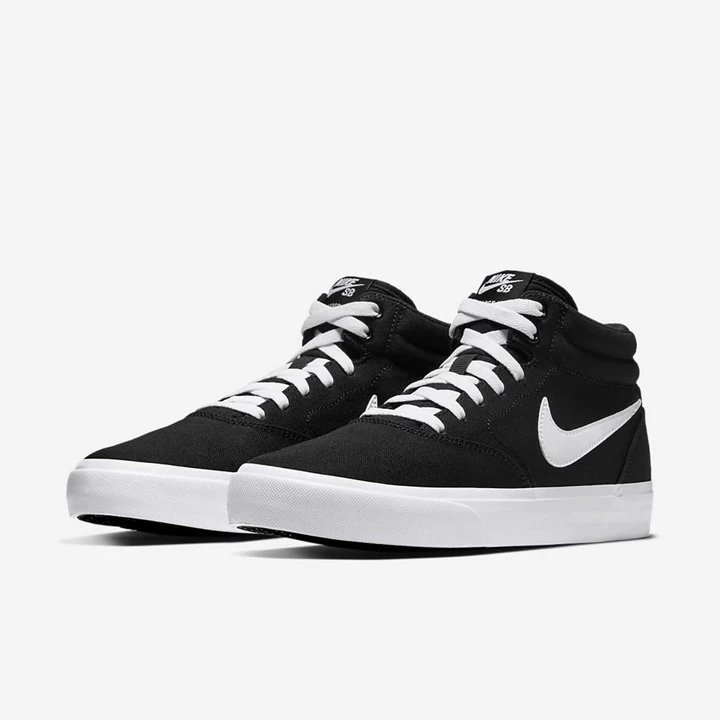 Nike SB Charge Kaykay Ayakkabısı Erkek Siyah Siyah Beyaz Beyaz | TR4256751