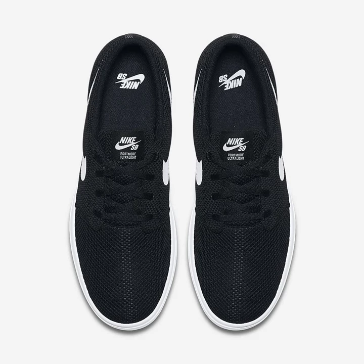 Nike SB Portmore II Ultralight Kaykay Ayakkabısı Kadın Siyah Beyaz Beyaz | TR4259217