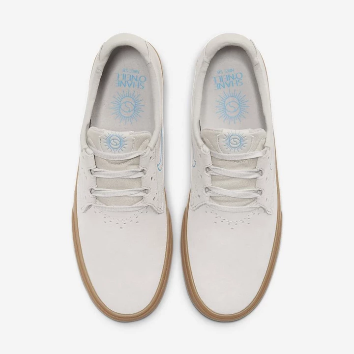 Nike SB Shane Kaykay Ayakkabısı Erkek Beyaz Beyaz Açık Kahverengi Mavi | TR4257817