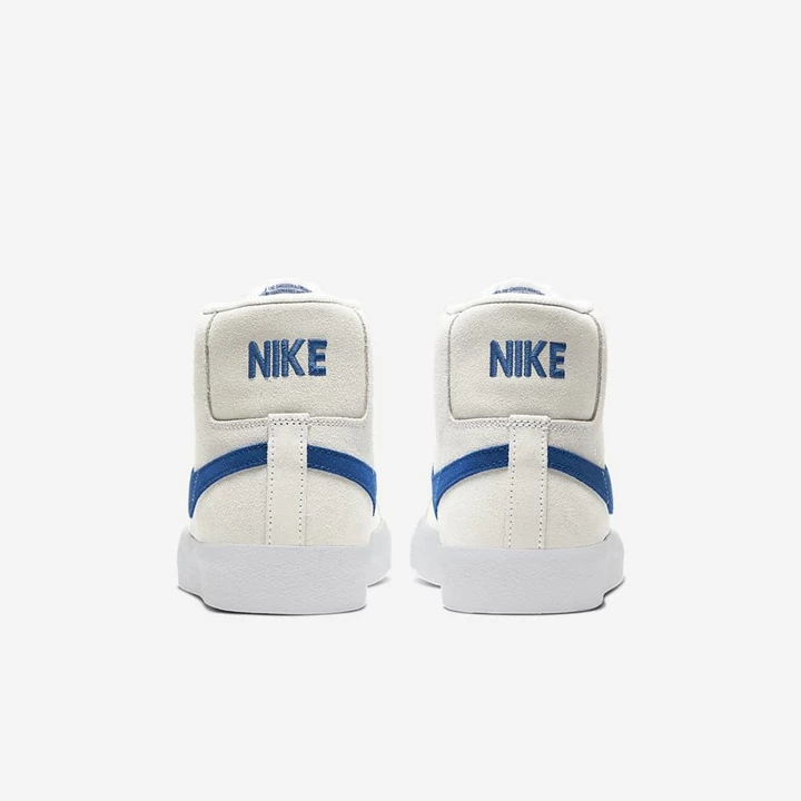 Nike SB Zoom Blazer Mid Cut Kaykay Ayakkabısı Kadın Beyaz Beyaz Kraliyet Mavisi | TR4256816