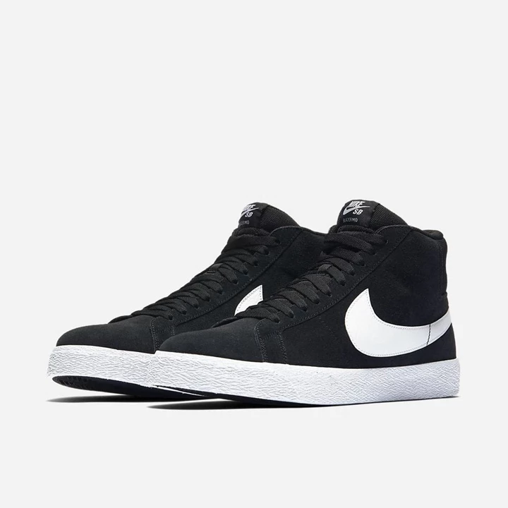 Nike SB Zoom Blazer Mid Cut Kaykay Ayakkabısı Erkek Siyah Beyaz Beyaz Beyaz | TR4258325