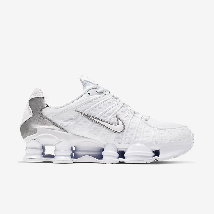 Nike Shox TL Spor Ayakkabı Erkek Beyaz Metal Gümüş Turuncu Beyaz | TR4256670
