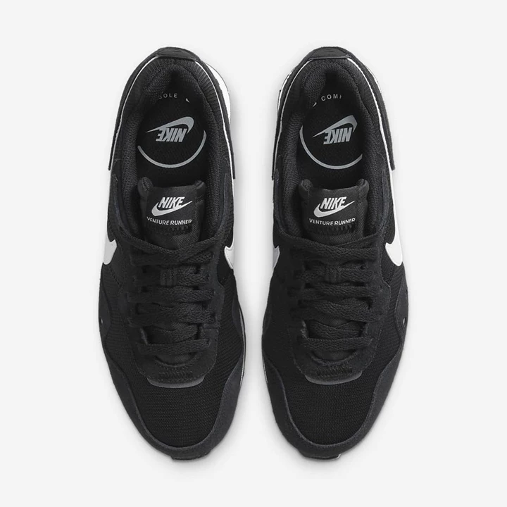 Nike Venture Runner Spor Ayakkabı Kadın Siyah Siyah Beyaz | TR4258541