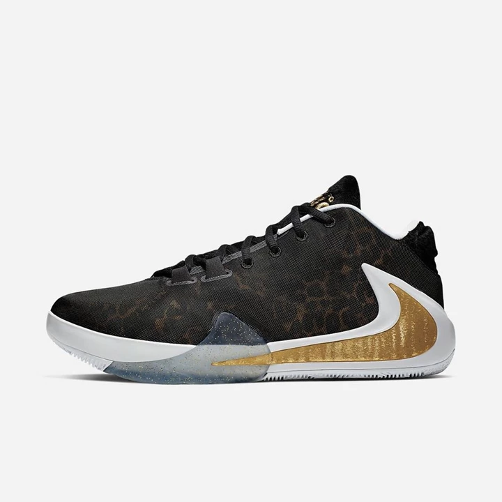 Nike Zoom Freak 1 Basketbol Ayakkabısı Kadın Renkli Beyaz Siyah Metal Altın | TR4258835