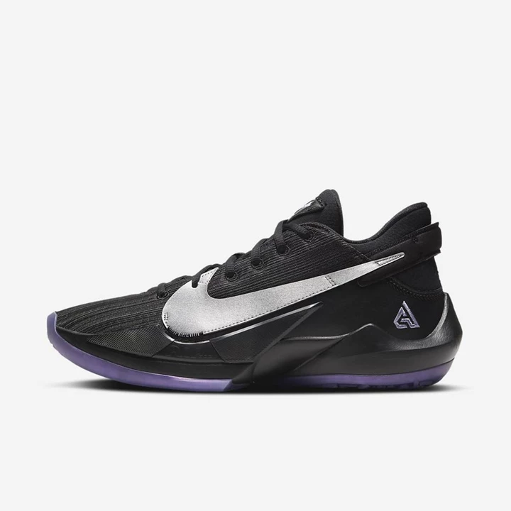 Nike Zoom Freak 2 Basketbol Ayakkabısı Erkek Siyah Metal Gümüş | TR4259088