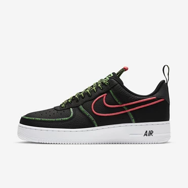 Nike Air Force 1 \'07 Spor Ayakkabı Erkek Siyah Kırmızı Yeşil Siyah | TR4259196