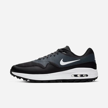 Nike Air Max 1 Golf Ayakkabısı Erkek Siyah Koyu Gri Beyaz Beyaz | TR4256747