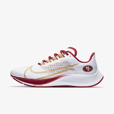 Nike Air Zoom Pegasus 37 Koşu Ayakkabısı Erkek Beyaz Platini Kırmızı Altın | TR4259531