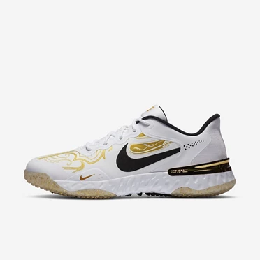 Nike Alpha Huarache Elite 3 Beyzbol Ayakkabısı Erkek Beyaz Metal Altın Siyah | TR4256661