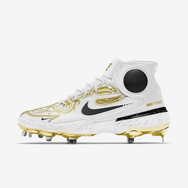 Nike Alpha Huarache Elite 3 Beyzbol Ayakkabısı Erkek Beyaz Metal Altın Siyah | TR4258486