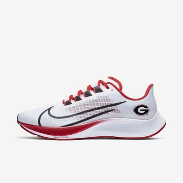 Nike College Zoom Pegasus 37 Koşu Ayakkabısı Erkek Beyaz Platini Kırmızı Siyah | TR4257463
