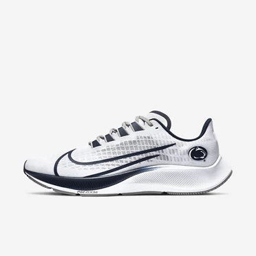 Nike College Zoom Pegasus 37 Koşu Ayakkabısı Erkek Beyaz Platini Mavi Gri Lacivert | TR4259550
