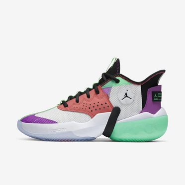 Nike Jordan React Elevation Basketbol Ayakkabısı Erkek Beyaz Mor Kırmızı Siyah | TR4257392