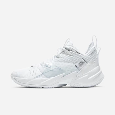 Nike Jordan "Why Not?" Zer0.3 Basketbol Ayakkabısı Erkek Beyaz Beyaz Siyah Metal Gümüş | TR4258142