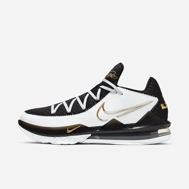 Nike LeBron 17 Basketbol Ayakkabısı Kadın Beyaz Siyah Metal Altın | TR4258294