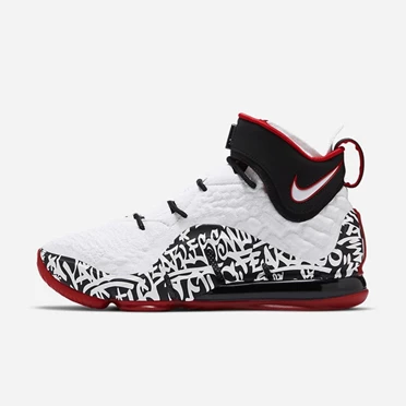 Nike LeBron 17 Basketbol Ayakkabısı Kadın Beyaz Siyah Kırmızı | TR4259191